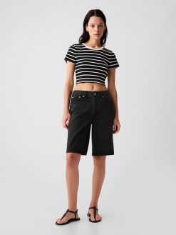 11.5″ Mid Rise Longline Denim Shorts