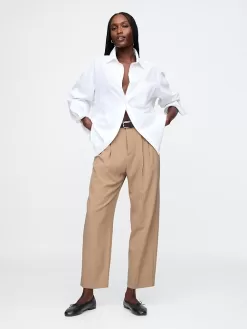 365 High Rise Brushed Twill Pleated Taper Trousers