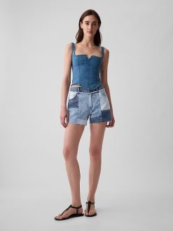 4″ Low Rise Stride Patchwork Denim Shorts