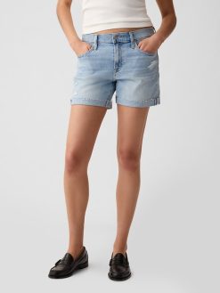 5″ Mid Rise Denim Girlfriend Shorts