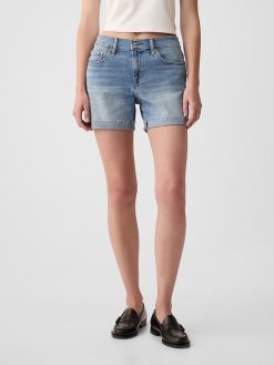 5″ Mid Rise Denim Girlfriend Shorts