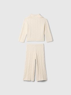 Baby & Toddler Cable-Knit Half-Zip Sweater Set