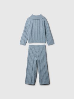 Baby & Toddler Cable-Knit Half-Zip Sweater Set