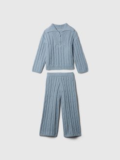 Baby & Toddler Cable-Knit Half-Zip Sweater Set