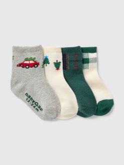 Baby & Toddler Holiday Quarter Crew Socks (4-Pack)