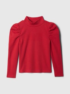 Baby & Toddler Puff Sleeve Rib Mockneck