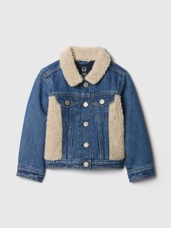 Baby & Toddler Sherpa Heart Icon Denim Jacket