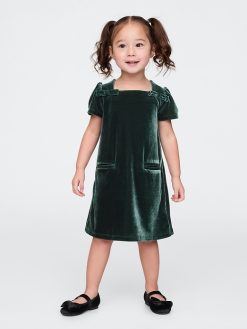 Baby & Toddler Velour Bow Shift Dress