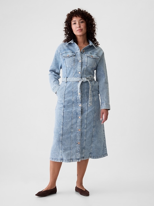 Belted Denim Midi Dress Belted Denim Midi Dress
