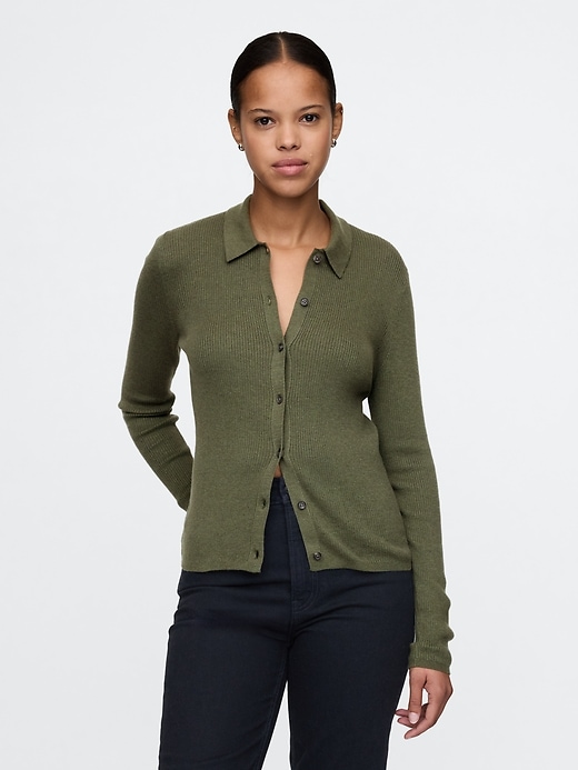 CashSoft Rib Polo Cardigan CashSoft Rib Polo Cardigan