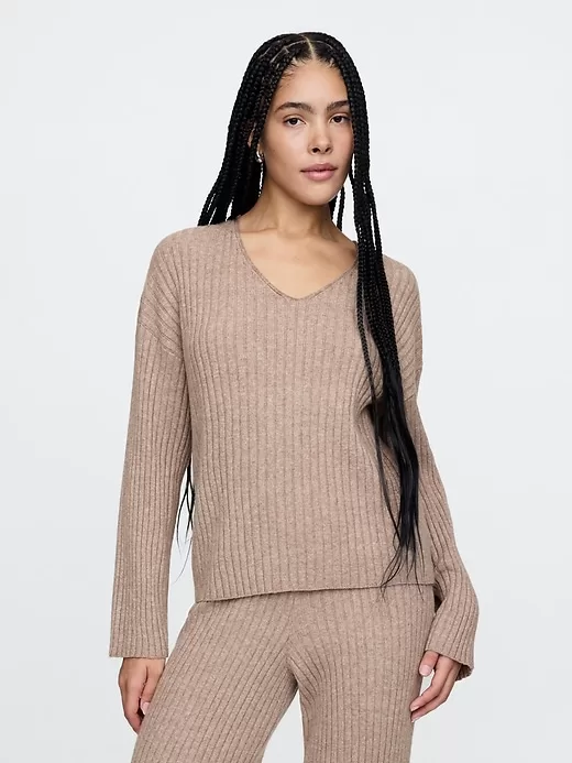 CashSoft Wide Rib V-Neck Sweater CashSoft Wide Rib V-Neck Sweater