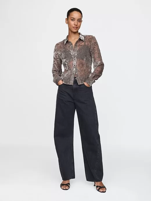 Cropped Velvet Shirt Cropped Velvet Shirt