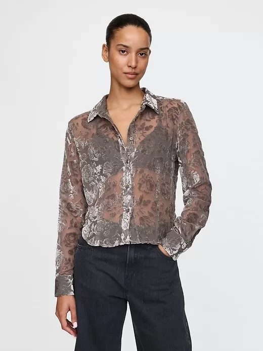 Cropped Velvet Shirt Cropped Velvet Shirt