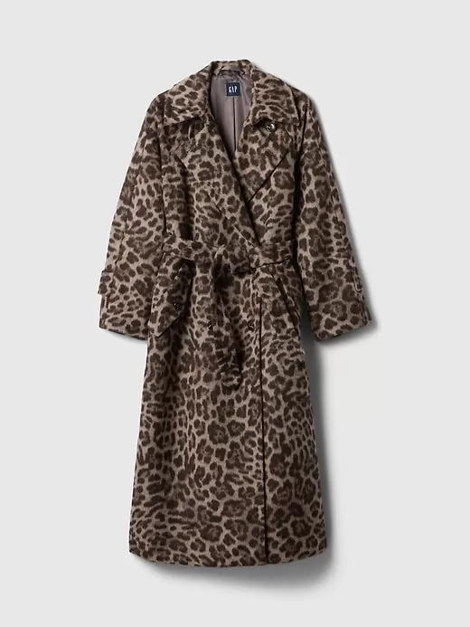 Double-Breasted Leopard Trench Coat Double-Breasted Leopard Trench Coat