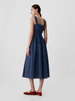 Gap × DÔEN Eyelet Denim Midi Dress