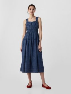 Gap × DÔEN Eyelet Denim Midi Dress