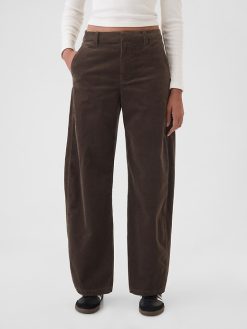 High Rise Corduroy Tapered Ankle Trousers