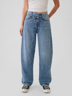 High Rise Crossover Barrel Jeans