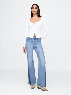 High Rise Patched ’70s Flare Jeans
