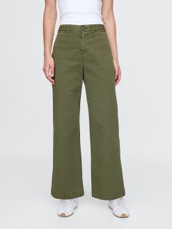 High Rise Stride Wide-Leg Ankle Khakis