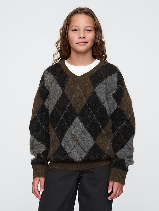 Kids Brushed Argyle V-Neck Sweater Kids Brushed Argyle V-Neck Sweater