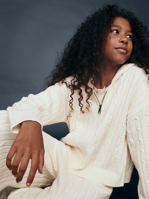 Kids CashSoft Cable-Knit Sweater Hoodie Kids CashSoft Cable-Knit Sweater Hoodie