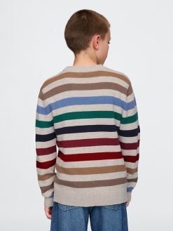 Kids CashSoft Striped Crewneck Sweater