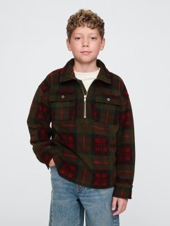 Kids Cozy Half-Zip Shirt Jacket