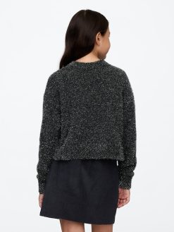 Kids Fuzzy Metallic Crewneck Sweater