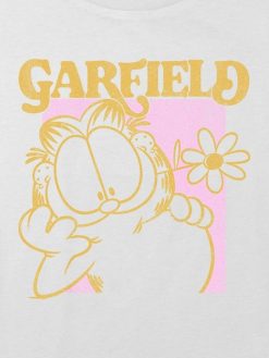 Kids Garfield Retro Flower Power Graphic Boxy Crop Tee