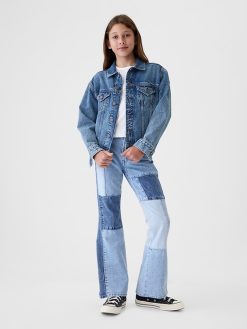 Kids High Rise Patchwork ’70s Flare Jeans