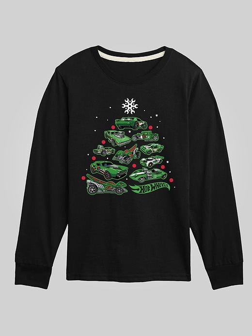 Kids Hot Wheels Car Christmas Tree Long Sleeve Graphic Tee Kids Hot Wheels Car Christmas Tree Long Sleeve Graphic Tee