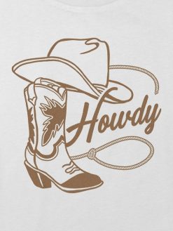Kids Howdy Cowgirl Graphic Boxy Crop Tee