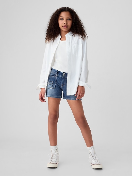 Kids Low Rise Y2K Denim Shortie Shorts Kids Low Rise Y2K Denim Shortie Shorts