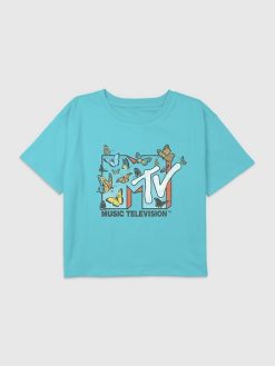 Kids MTV Butterflies Graphic Boxy Crop Tee