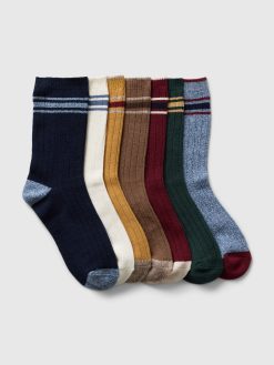 Kids Marled Rib Crew Socks (7-Pack)