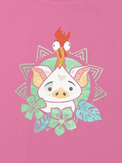 Kids Moana Pua and Hei Hei Graphic Boxy Crop Tee