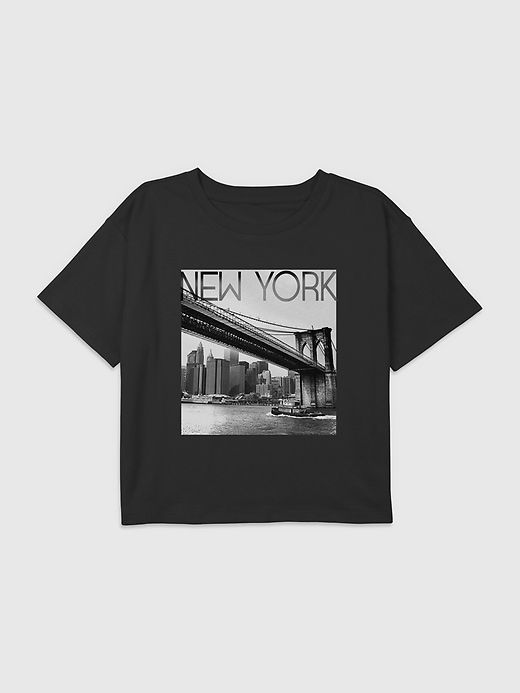 Kids New York Bridge Graphic Boxy Crop Tee Kids New York Bridge Graphic Boxy Crop Tee