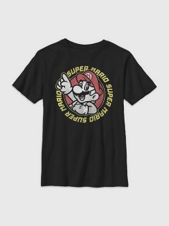 Kids Nintendo Super Mario Distressed Circle Graphic Tee