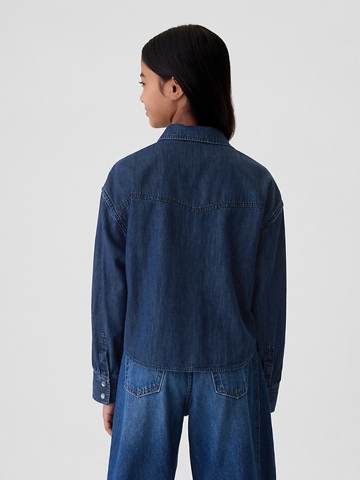 Kids Oversized Denim Western Shirt Kids Oversized Denim Western Shirt