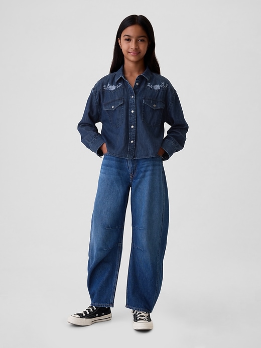 Kids Oversized Denim Western Shirt Kids Oversized Denim Western Shirt
