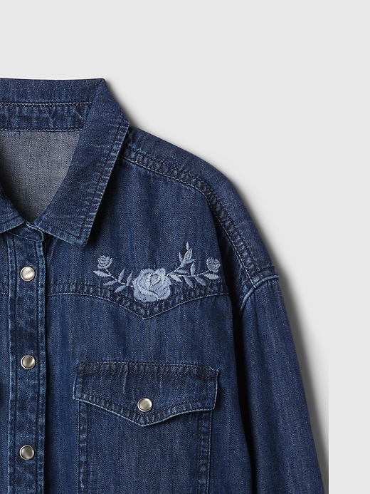 Kids Oversized Denim Western Shirt Kids Oversized Denim Western Shirt