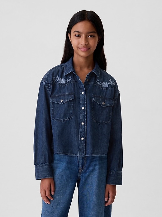 Kids Oversized Denim Western Shirt Kids Oversized Denim Western Shirt