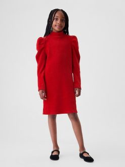 Kids Puff Sleeve Corduroy Dress