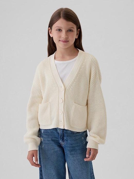 Kids Shaker-Stitch Cropped Cardigan Kids Shaker-Stitch Cropped Cardigan