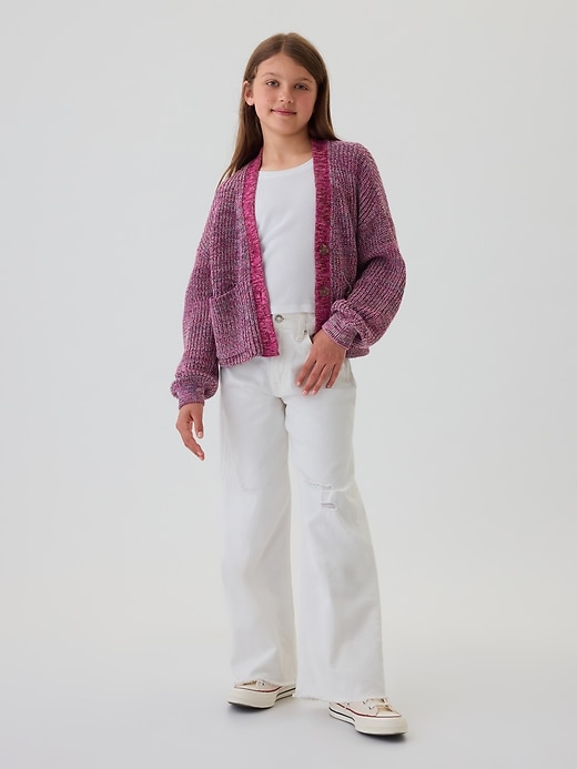 Kids Shaker-Stitch Cropped Cardigan Kids Shaker-Stitch Cropped Cardigan