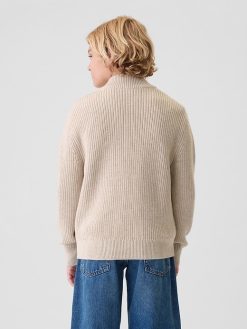 Kids Shaker-Stitch Quarter-Zip Sweater