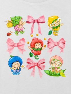 Kids Strawberry Shortcake Berrykin Bows Graphic Boxy Crop T-Shirt