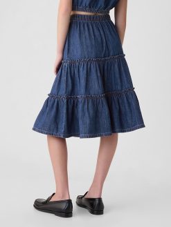 Kids Tiered Denim Midi Skirt