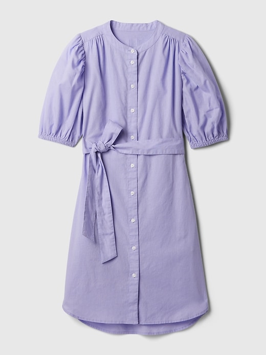 Linen-Cotton Puff Sleeve Mini Shirtdress Linen-Cotton Puff Sleeve Mini Shirtdress